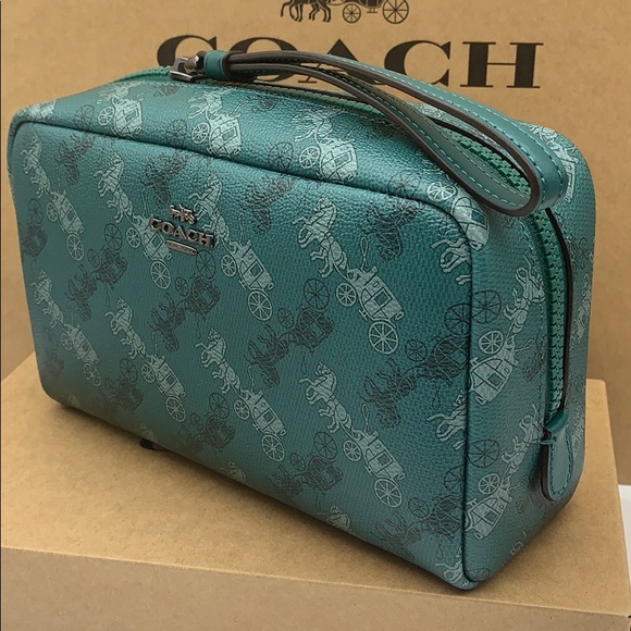 BOXY COSMETIC CASE WITH HORSE AND CARRIAGE PRINT - Picture 3 of 16